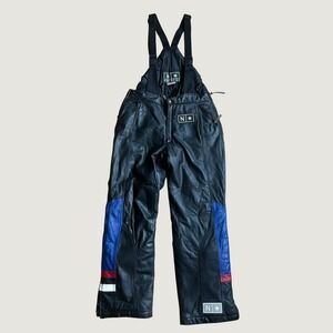 Vtg Northstar Mens L Tall Genuine Leather Ski Snowmobile Bib Overalls Biker Moto